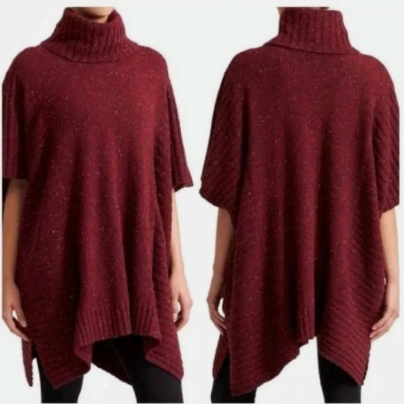 Athleta Donegal Passage Turtleneck Sweater Poncho Oversight - Picture 2 of 7